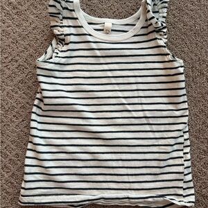 Childhoods Flutter sleeve Black and White Striped Tank Too
